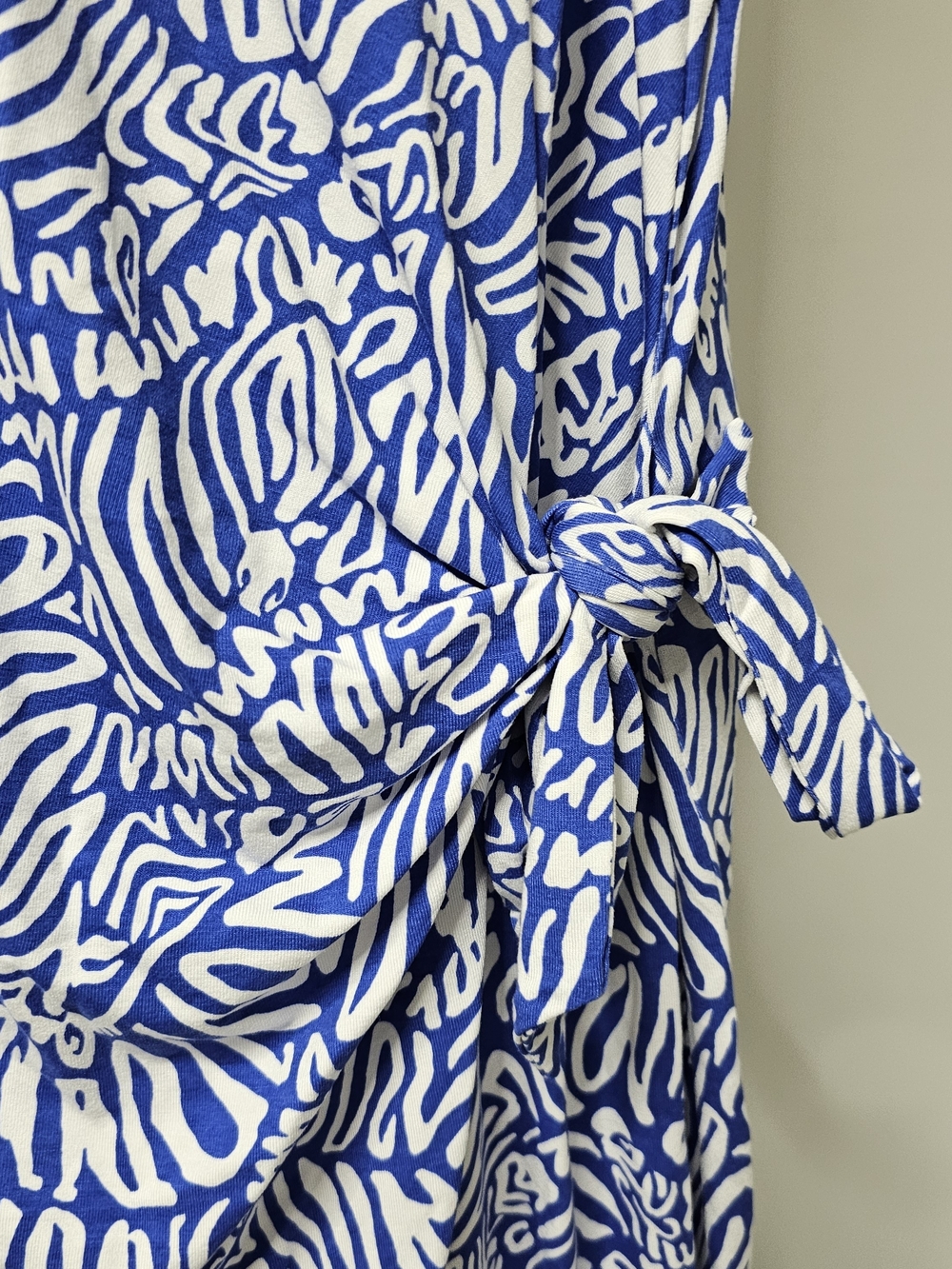 Lilly Pulitzer Blue White Zebra Print Faux Wrap Side Tie Dress XL - Picture 5 of 10